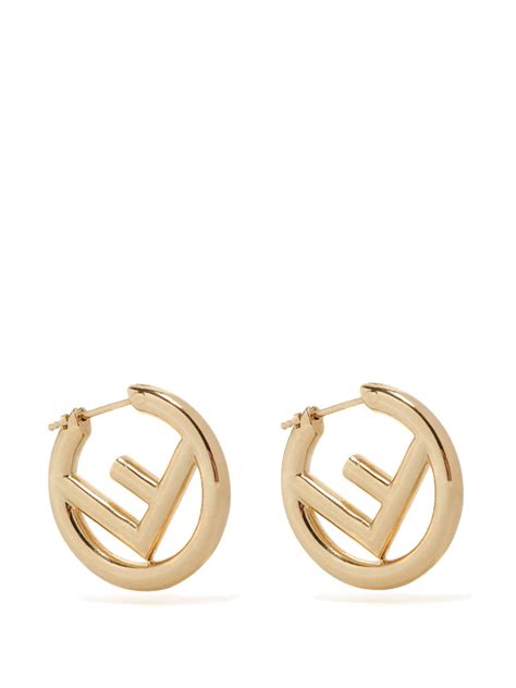 fendi gold hoop earrings|Fendi small hoop earrings.